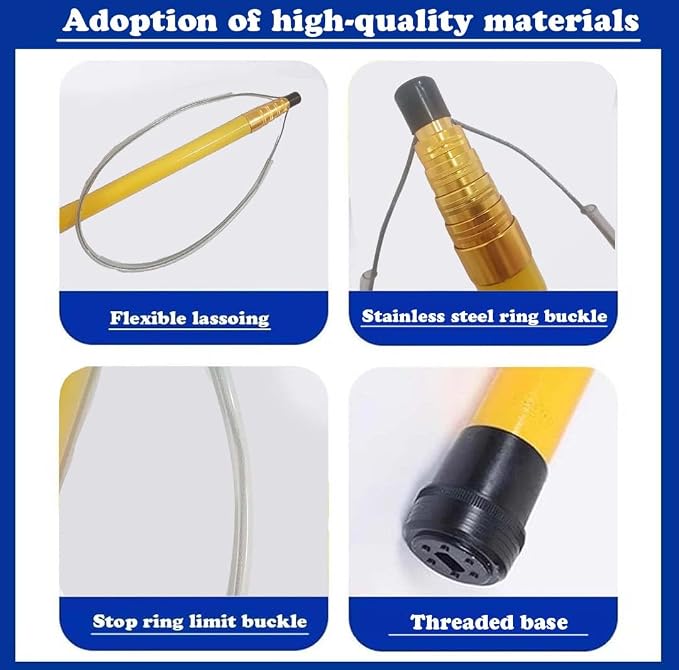 Telescopic Pool Rescue Hook with Pole,4ft-18ft Adjustable Duty Pool Pole,Adjustable Heavy Duty Fiberglass Telescoping Ring,Specialised Emergency Rescue Equipment for Drowning Victims ﻿ (217IN-Yellow)
