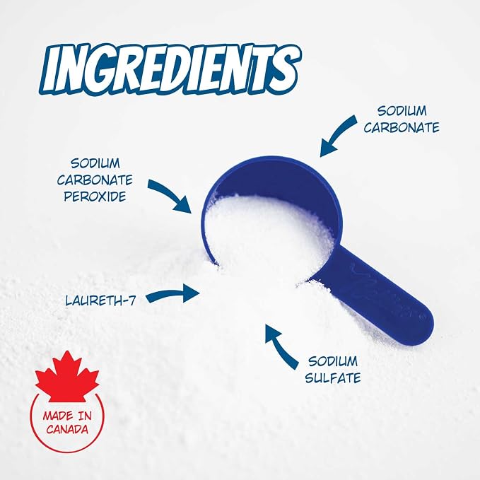 Nellie's Oxygen Brightener - 100 Scoops - Planet Friendly Stain Remover - Safe Alternative to Bleach - Septic-Safe Formula - Compact Powder Form - Made in Canada | Chlorine-Free, Colour-Safe & Septic-Safe, Concentrated Oxygen Brightener Powder, Made in...