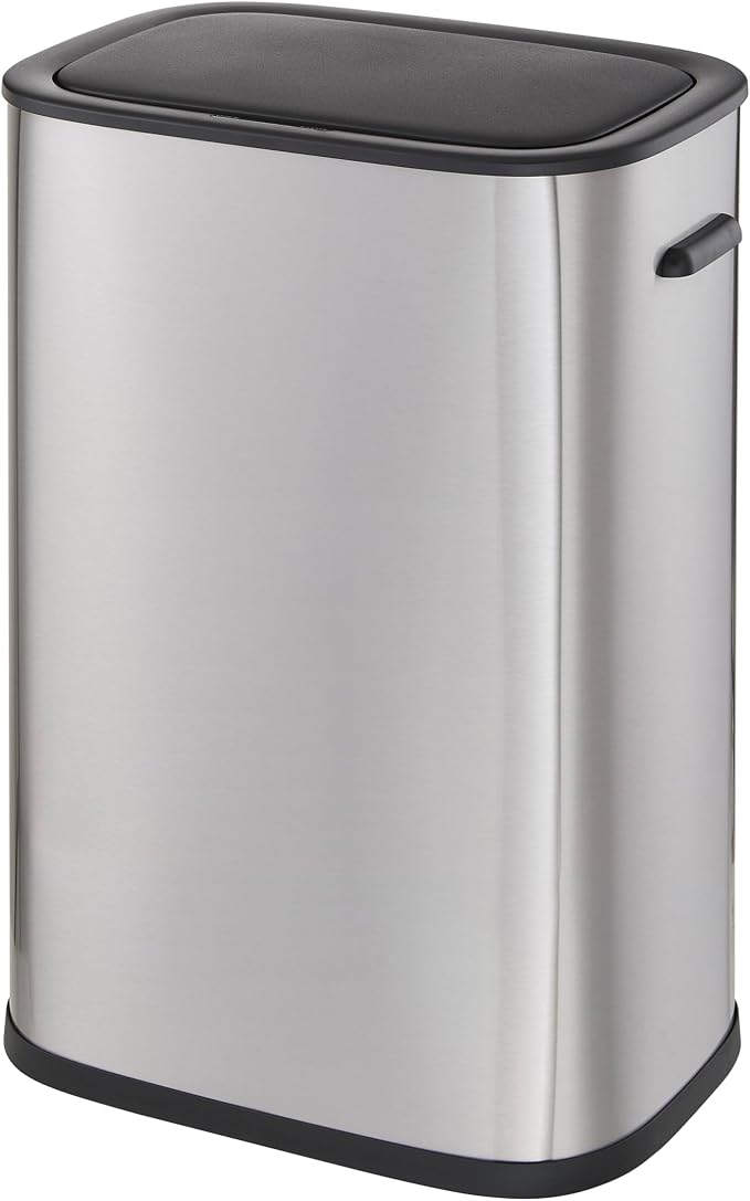 Casa Andrea Milano 14.5-Gallon Soft-Close, Smudge Resistant Trash Can with Automatic Touchless Motion Sensor, Large and Space-Saving