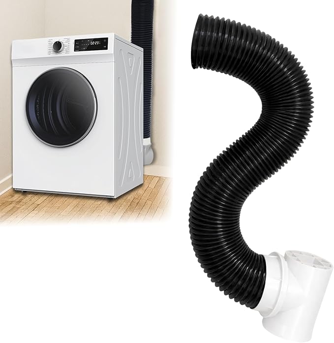 Dryer Vent Hose for Tight Space, Indoor 4" Dryer Vent Connector Kit with 90 Degree Elbow, 8.2FT Aluminum Dryer Vent Duct, Close to Wall Dryer Vent Adapter, Black