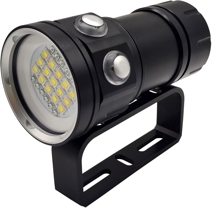 Diving Flashlight, 18000 Lumen IPX8 Waterproof Scuba Dive Light 100M Underwater LED Submersible Torch 120 Degree Wide Beam Angle With 3 Lights and 7 Modes for Outdoor Underwater Sports
