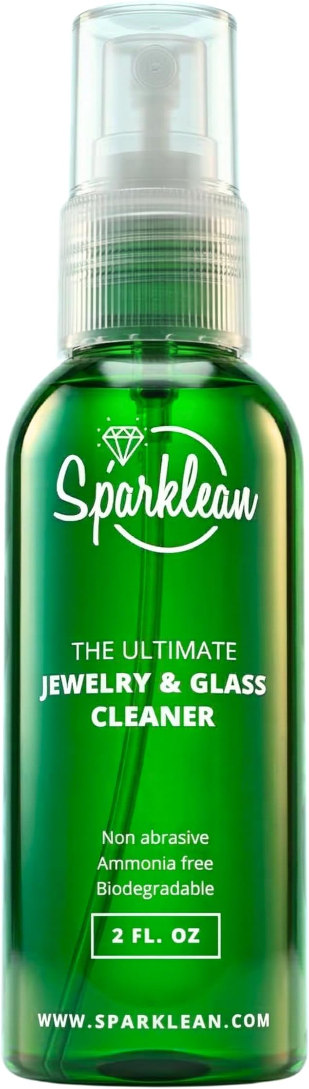 SPARKLEAN Jewelry Cleaner Spray 2oz · Pocket + TSA Travel Ring Cleaner · Safe on Gold, Silver, Diamond, Pearl · Anti-Fog Eyeglass + Lens Spray · Ammonia-Free pH-Balanced · Made in USA Since 2000