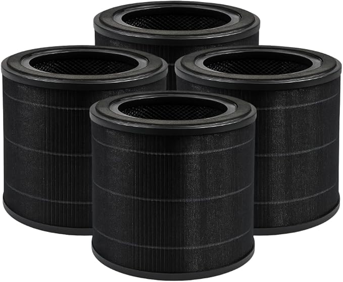 Nispira JL-AP-TB01 Replacement Filter for AirExpect & AirExtend Air Purifiers, 3-Stage True HEPA & Activated Carbon Air Filter, 4 Pack