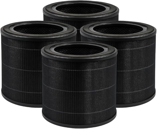 Nispira JL-AP-TB01 Replacement Filter for AirExpect & AirExtend Air Purifiers, 3-Stage True HEPA & Activated Carbon Air Filter, 4 Pack