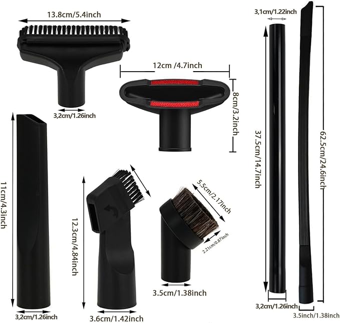Universal Vacuum Attachments Kit -Shop Vac Attachments1 7/8" to 1 1/4" Vacuum Attachments Cleaners Accessories for Shop Vacuum Cleaner Attachments Brushes for Shop Vac Attachments