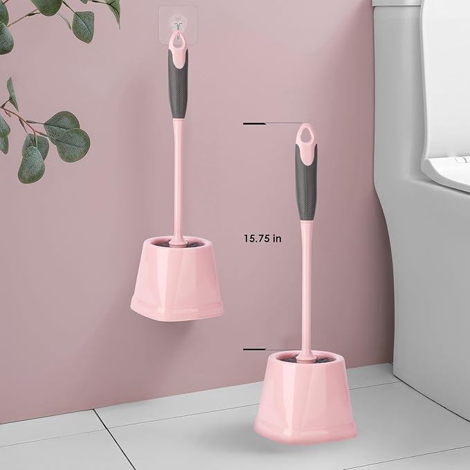 CALBEAU Toilet Brush, 2 Pack Toilet Scrubber Brush and Holder Set Bathroom Accessories, 14 Pcs Bathroom Cleaning Kit, Pink Toilet Bowl Brush and Holder with 5 Brush for Bathroom Bathtub Washbasin