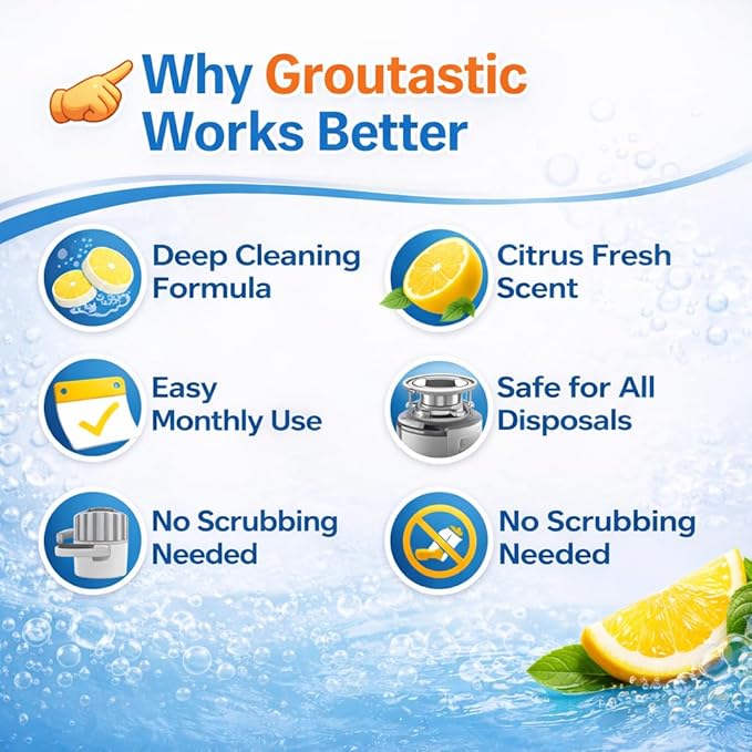 Garbage Disposal Cleaner Tablets – 24 Pack Foaming Sink Deodorizer & Drain Cleaner, Fresh Citrus Scent, Kitchen Disposal Cleaning Pods, 1 Year Supply
