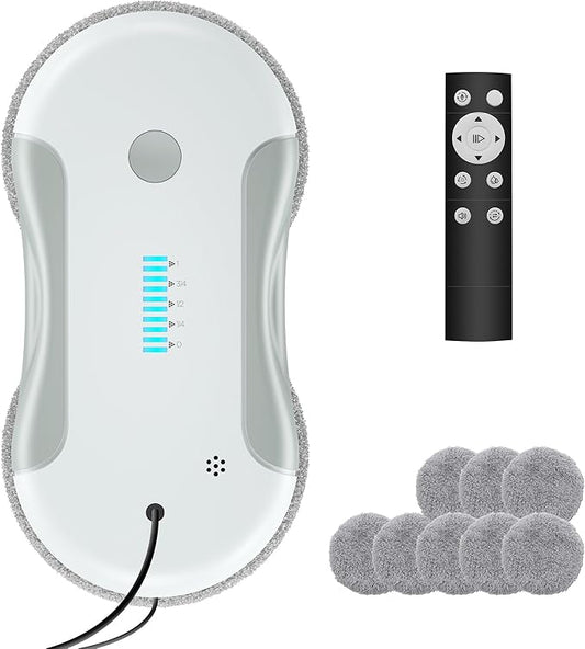Window Cleaning Robot, 5800Pa Intelligent Window Cleaner Robot with 80ml Dual Water Spray, with Path Planning and Edge Detection for Interior/Exterior Highrise Windows