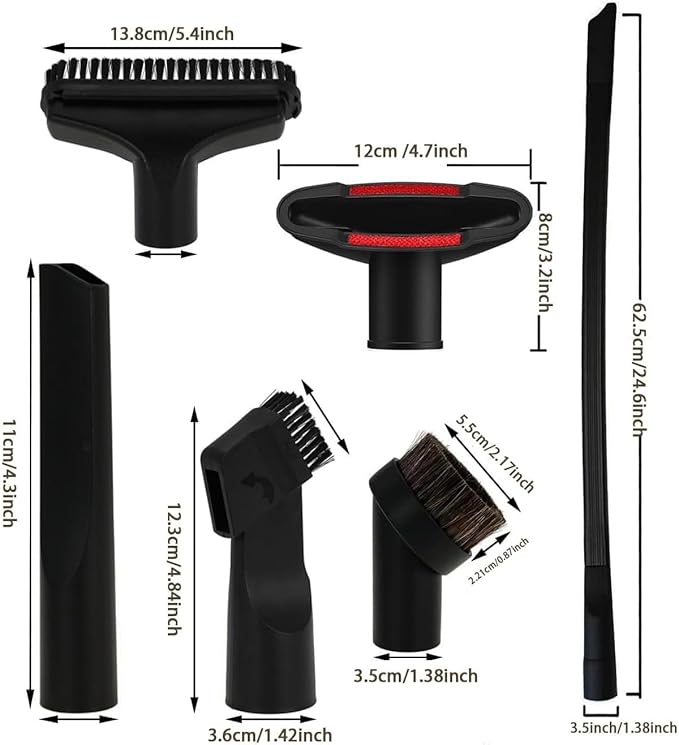 Universal Vacuum Attachments & Brushes Kit - Hardwood Floor Vacuum Brush Head Attachment & Universal Adapter Kit Compatible with Shop Vacs 1-7/8'' 1-3/8'' 1-1/4 Inch Vacuum Accessories Set
