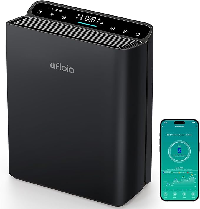 Afloia Smart Air Purifier for Home Large Room, Covers up to 2000 Sq Ft | PM2.5 Display, Auto Mode, App Control, Alexa Compatible, 4-Stage Filter, Washable Pre-Filter, 28 dB Sleep