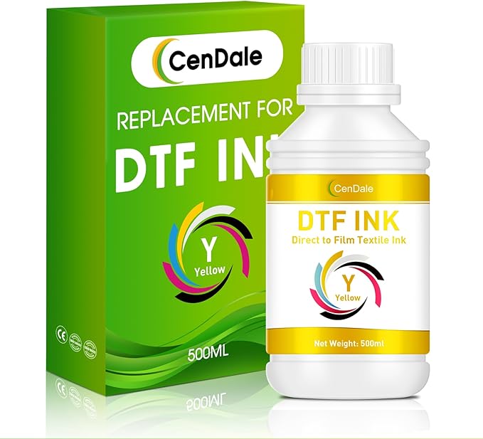 CenDale Premium DTF Yellow Ink - 500ML DTF Transfer Ink for PET Film, Refill DTF Ink Yellow for Epson ET-8550, L1800, L800, R2400, R1390, P400, P800, XP15000, Heat Transfer Printing Direct to Film