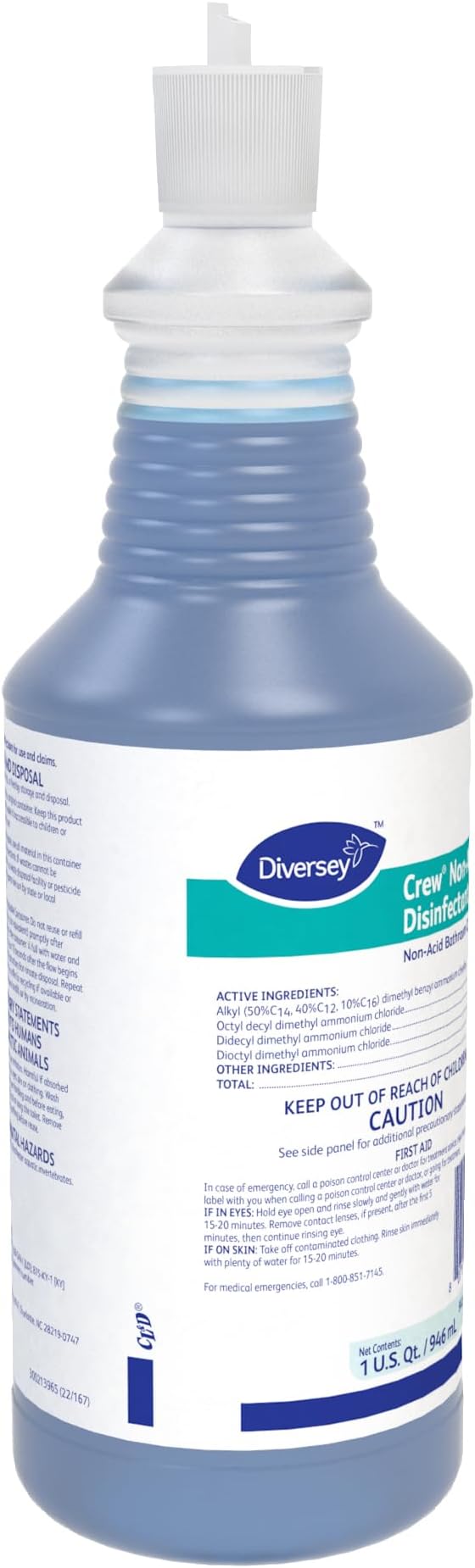 CREW Diversey 100925283 Neutral Non-Acid Bowl & Bathroom Disinfectant, 32 oz Squeeze Bottle, 12/CT | Ready to Use, Fresh Scent, Toilet Bowls, Urinals, Shower Rooms, Locker Rooms, Hard non-porous Surfaces