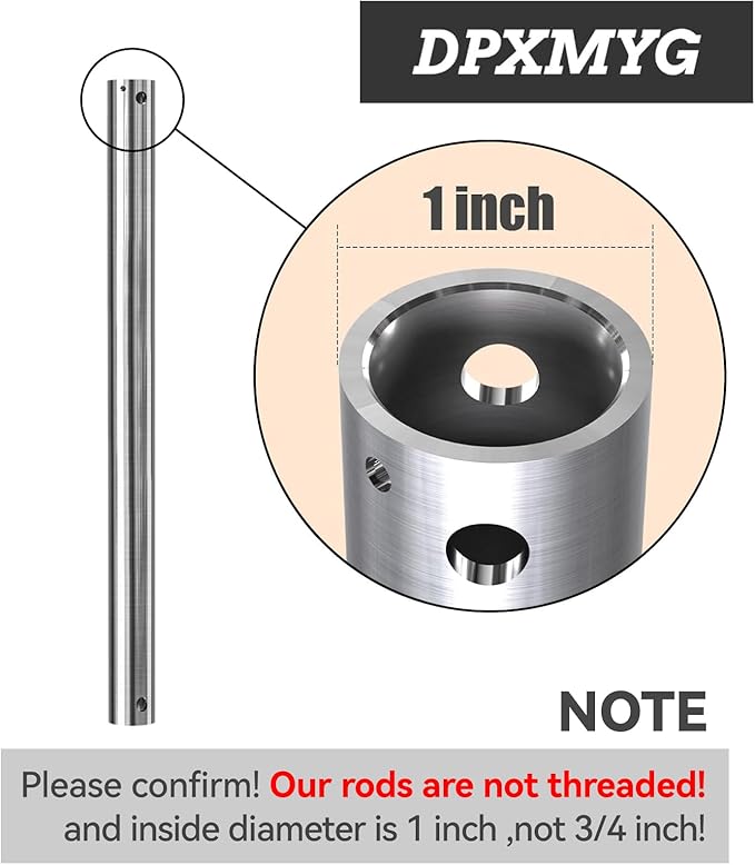 48 inch Ceiling Fan Downrod, 4 FT Nickel Downrod for Ceiling Fan, 1 inch Outside Diameter, Boom Suitable for a Wide Range of Fans (Nickel, Not Threaded)