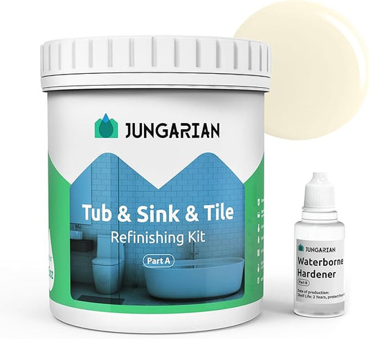 Tub and Tile Refinishing Kit 17.5oz, Low Odor Countertop Paint, Shower Sink Paint for Bathroom Kitchen, 50-55sq.ft Semi-Gloss Cream