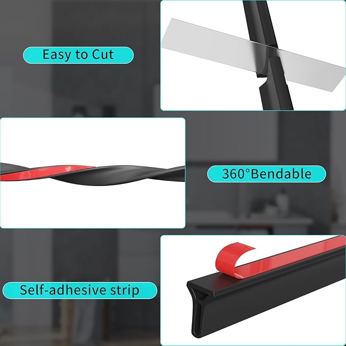 Hi-Na 3ft/5ft/6ft/8ft10ft Collapsible Shower Threshold Water Dam Water Barrier for Shower and Water Stopper Keeps Water Inside Water Threshold for Wet and Dry Separation (10ft)