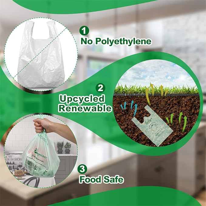 OrangeBio Compostable Produce Bags, 15 x 18 Inches, 1000 Count (500 Bags/Roll, 2 Rolls/Box), Holds Up to 20 lbs, BPI Certified ASTM D6400 & TÜV OK Compost Home Certified