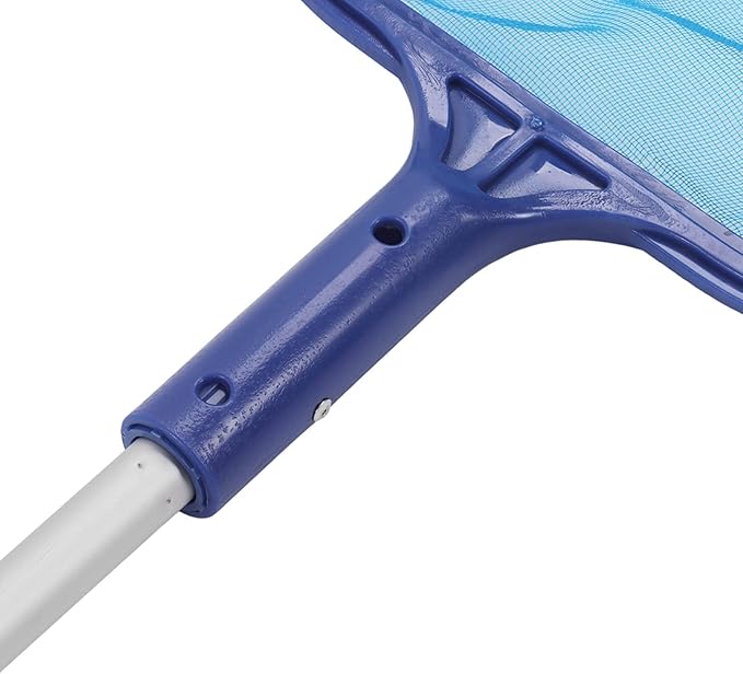 Pool Vacuum Head and Skimmer Net Set Heavy Duty Professional Grade Pool Cleaning Kit with 5 Piece Aluminum Telescopic Pole for Swimming Pools Hot Tubs Spas ABS Nylon Blue
