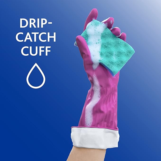 O-Cedar Multi-Use Scrunge Scrub Sponge (12 CT) with Playtex Living Reuseable Rubber Cleaning Gloves (Medium, 3 Pairs)