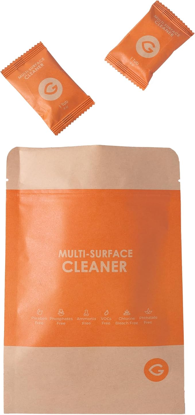 Eco Multi-Surface Cleaner Refill Tablets 12-Pack – Plastic-Free, Plant-Based, Non-Toxic – Just Add Water – Replaces 12 Plastic Spray Bottles – Orange Scent