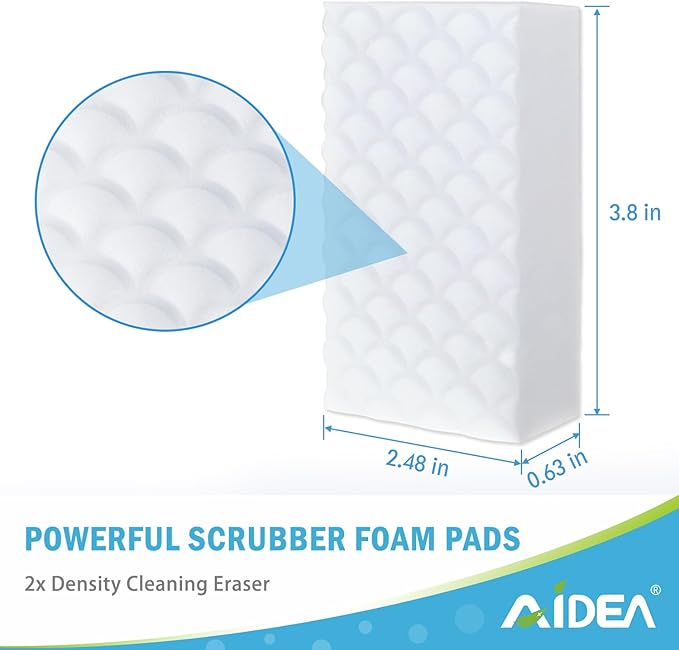 AIDEA Magic Sponges Cleaning Eraser, and Heavy Duty Scrub Sponge，Cleaning Scrub Sponge, Stink-Free Sponge