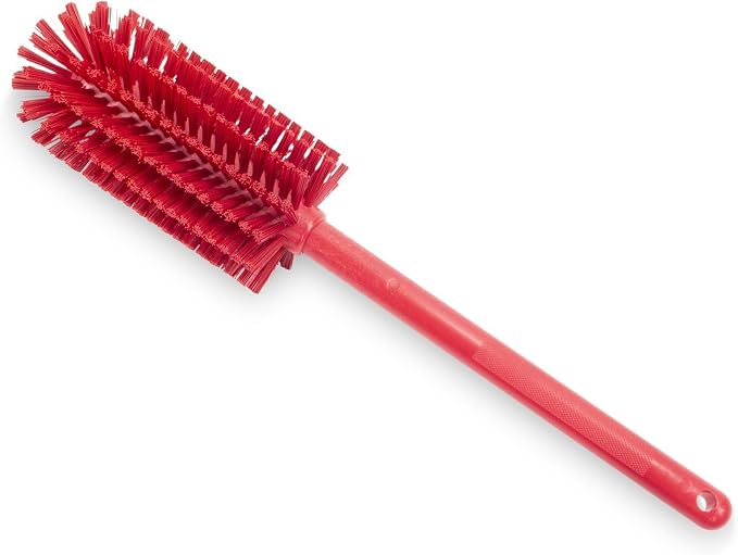 SPARTA Large Water Bottle Brush Ideal for Wide-Mouth Jars, Bottles and Tumblers, Dishwashing Tool with Handle for Home and Commercial Kitchens, Plastic, 16 Inches, Red, (Pack of 4)