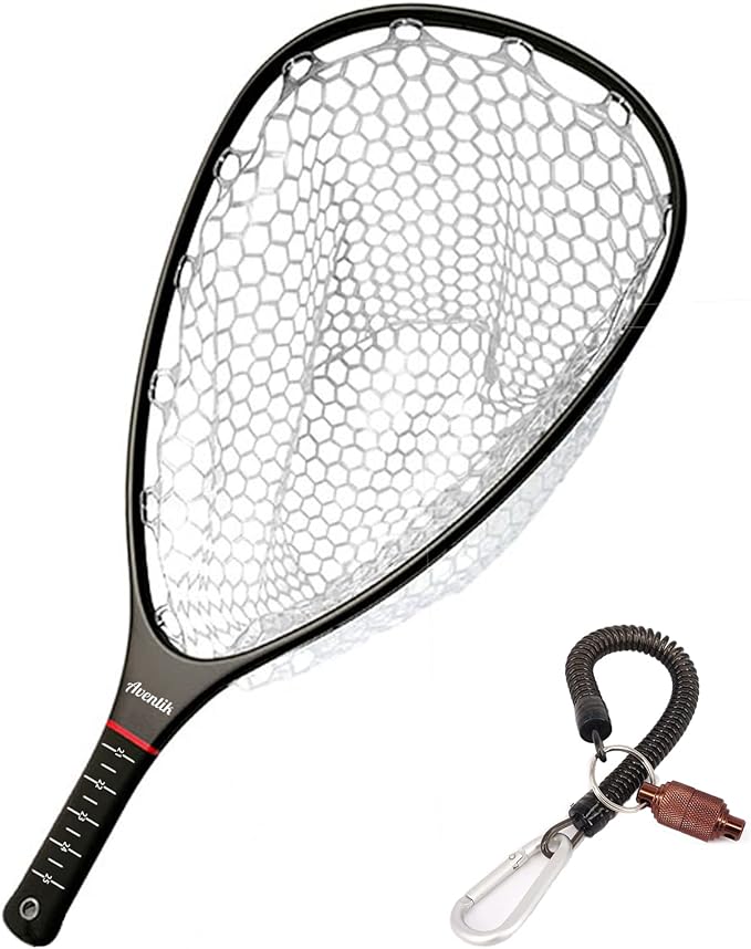 Aventik Fly Floating Fishing Net Carbon Fiber Landing Trout Net Light Weight Clear Rubber Ghost Net Catch & Release