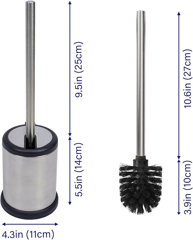 Casaphoria Stainless Steel Toilet Bowl Brush and Holder set for Deep Cleaning,Bowl Scrubber Brush with Lid for Bathroom,Deluxe Freestanding Toilet Brush and Plunger Combo