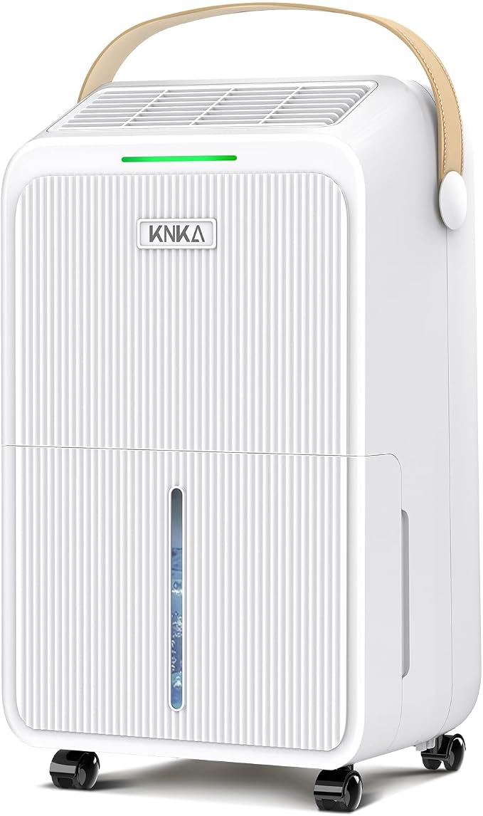 KNKA 2500 Sq.Ft Dehumidifier for Basement with Drain Hose Max 34 Pints, Dehumidifiers for Home, Bedroom, Bathroom, Large Room, Three Modes, Intelligent Humidity Control, Dry Clothes, 24HR Timer