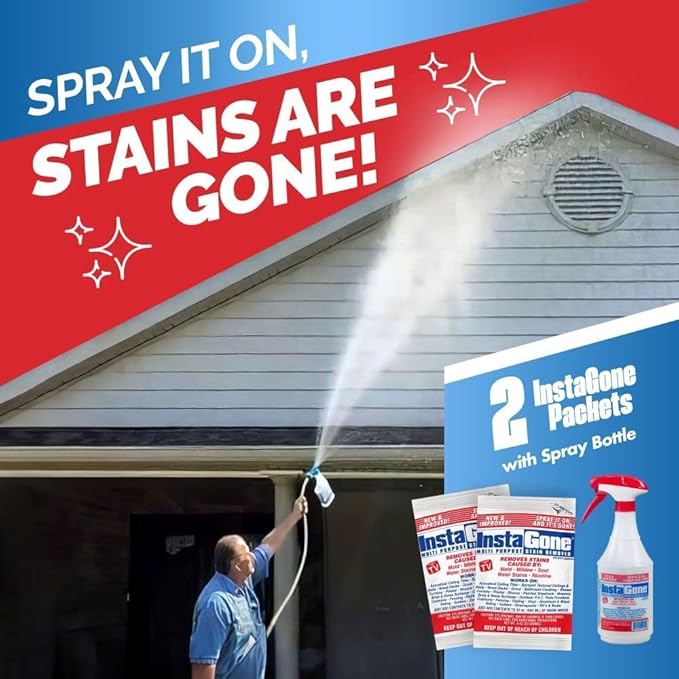 Stain Remover - New 2 Pack with 24oz Spray Bottle - Just Add Water - Indoor/Outdoor Ceiling, Wall, Bathroom, Roof, PVC Fence, Patio Furniture & More