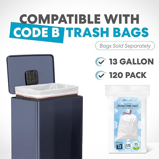 SIMPLI-Magic 50L / 13.2 Gallon Kitchen Trash Can - Soft-Close Lid, Hands-Free Step Pedal, Stainless Steel Garbage Can with Odor Filter, Smudge-Resistant Finish