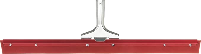 SPARTA Flo-Pac Gum Floor Squeegee Rubber Squeegee with Heavy Duty Steel Frame for Floor, Bathroom, Kitchen, Concrete, Tile, Garage, Commercial Use, 24 Inches, Red