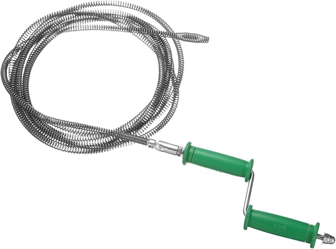 HARFINGTON Plumbing Drain Auger 3/8" (10mm) Dia. 16.5ft Manual Toilet Snake Flexible Drain Cleaner Tool with Drill Connector Spring Unclog Hair for Bathroom Kitchen Toilet Bathtub Sewer Sink