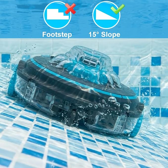 65 Cordless Robotic Pool Cleaner for Above Ground & Inground Pools, Automatic Pool Vacuum Robot with Dual Filtration, Self-Parking, 75-Min Runtime, Picks Up Leaves, Sand, Silt & Debris