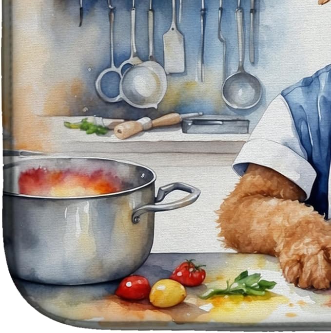Caroline's Treasures DAC6181DDM Airedale Terrier The Chef Dish Drying Mat Absorbent Dish Drying Mat Pad for Kitchen Counter Dish Drainer Mat for Countertop, 14 x 21", Multicolor