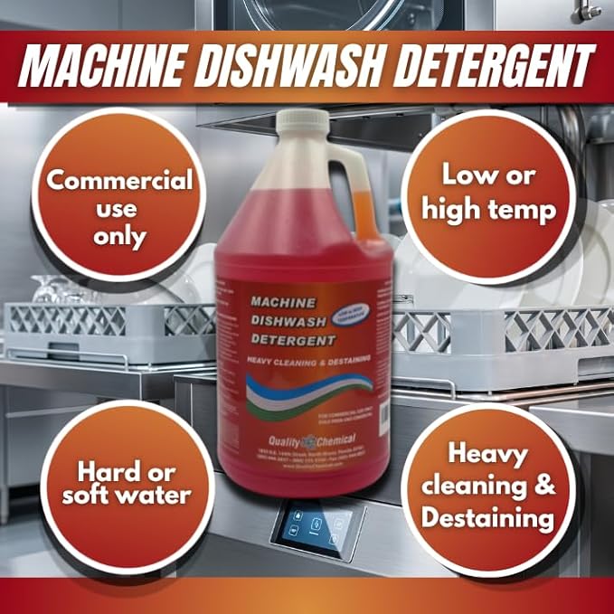 Commercial Industrial Grade Machine Dishwash Detergent - A premium grade detergent for low or high temp dishwash machines-4 gallon case