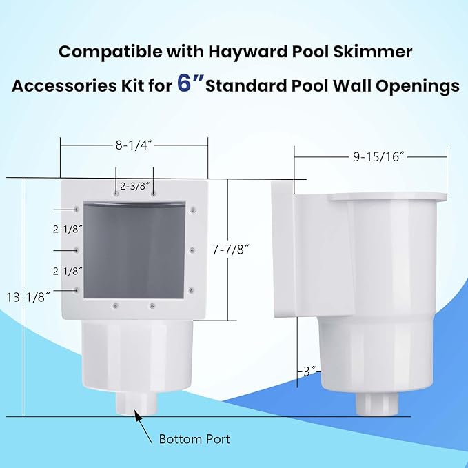 Upgraded SP1091LX Above Ground Pool Skimmer，Pool Skimmer，Thru-Wall Skimmer,Above Ground Pool Skimmer（with Accessories） Opening Width 6 Inches,Compatible with All Standard Pool Wall Openings