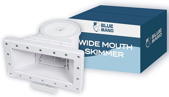 Blue Mano Wide Mouth Above Ground Pool Skimmer Complete Kit, Replacement for SP1091WM Dyna-Skim, 45-430, 32192, Opening Width 14" Fits for All Wide Standard Pool Wall