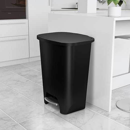 Glad 20 Gallon Trash Can with Clorox Odor Protection | Plastic Kitchen Waste Bin | Hands Free with Step On Foot Pedal and Garbage Bag Rings, Black