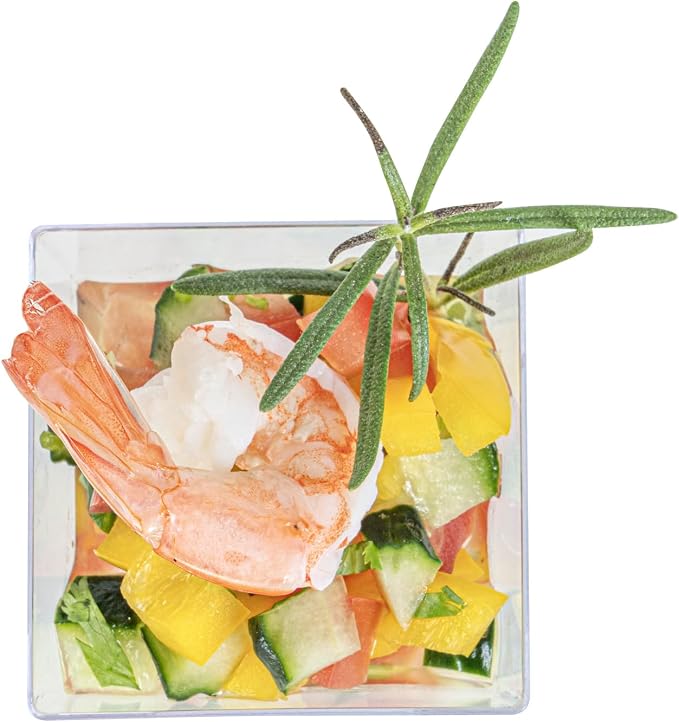 Restaurantware 2 Ounce Mini Kova Cups 20 Square Small Appetizer Cups - Lids Sold Separately Heavy-Duty Clear Plastic Parfait Cups Serve Mousse Puddings Or Samples For Weddings Or Parties