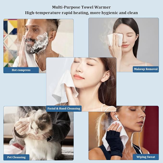 Hot Towel Warmer for Face, 5s Fast Heating Hot Towel Dispenser, Auto Dispensing Heating Towel Machine, 20 Towels for Home Spa, Skincare Routine, Makeup Removal & Shaving Prep