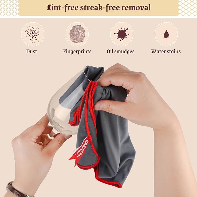 Premium Glass Polishing Cloth 23.5" x 20" (2 Pack) - Streak and Lint Free Wine Cloths, Large Polishing Cloth for Glassware, Wineglass Cleaner Best Gifts for Men (Mixed)