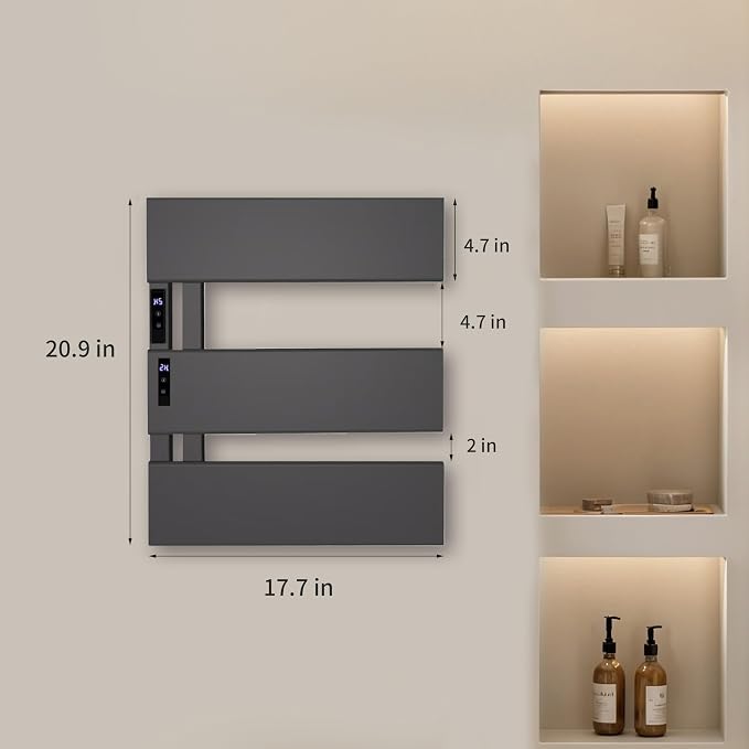 Electric Towel Warmer with Smart LED Timer, Modern [2/3/4] Bar Large Panel Heated Towel Rack, Wall-Mounted Plug-in/Hardwired 2-in-1, Rapid Warmth for Bathrooms, [Matte Black/Alpine White]