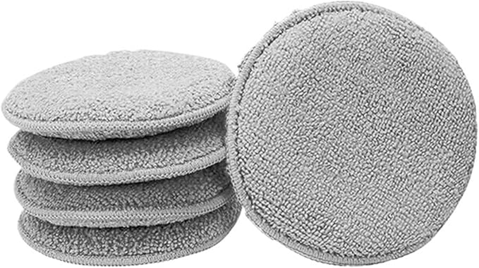 5 Inch Microfiber Wax Applicator Pad, Round Foam Sponges for Vehicle Detailing Motorcycle Daily Care(Grey 5pcs)