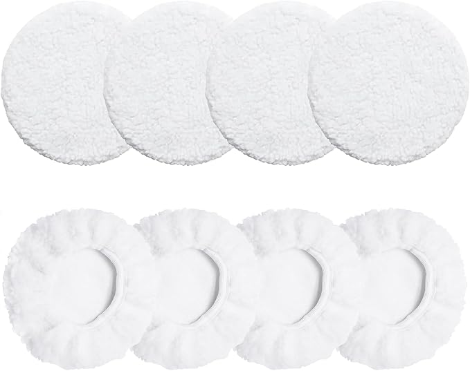 8 Pcs Car Polishing Pads, Lamb Fleece Buffing Pad,Bonnet Buffing Pads for Car Polisher Buffer Pads,9 inch - 10 inch Car Buffer Pads for Car Detailing Glass,Instruments, Camera, Furniture, Metal, Wood