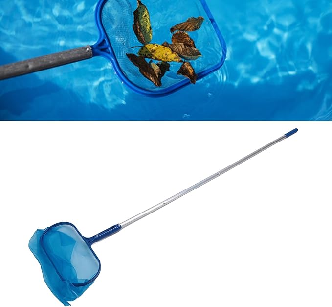 Swimming Pool Cleansing Kit, Fine Mesh Pool Cleaner Tool, Leaf Skimmer Net with 4 Poles for Above Ground or In ground Swimming Pools