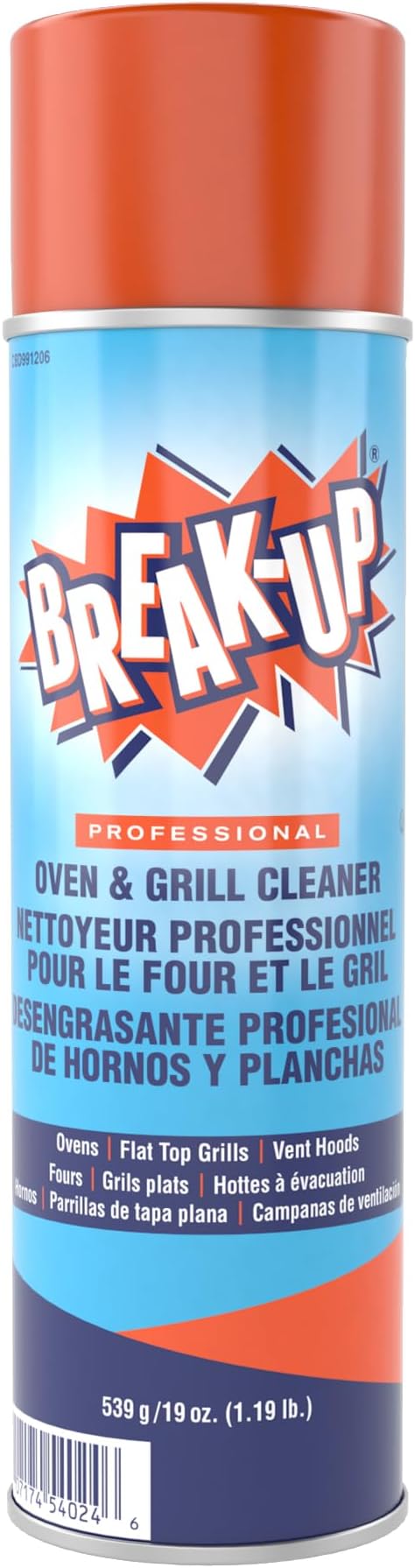 Diversey Break-Up Professional Oven & Grill Cleaner, Heavy Duty Grease Remover for Grill Grates, Ovens, Flat Tops & Vent Hoods, 19 oz Aerosol Spray