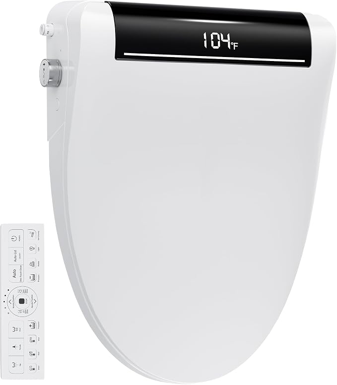 Bidet Toilet Seat with Bubble Shield, Heated Endless Warm Water Electric Bidet with Dryer, Auto Open/Close Lid & Seat, LED Temp Display, Smart Bidet Seat for Bathroom (Ceramic White)