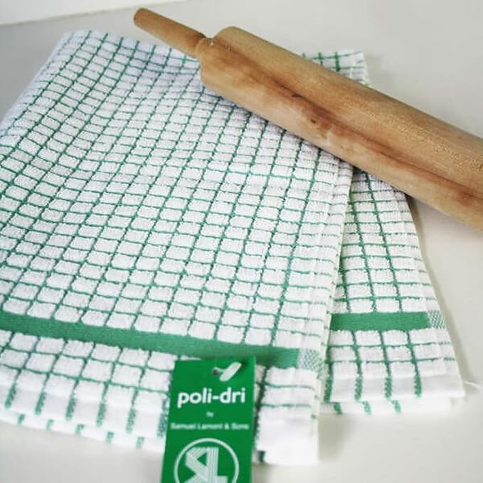 Samuel Lamont Poli Dri Tea Towels - Set of 3 100% Cotton 27.5 x 19 Inch (Green)