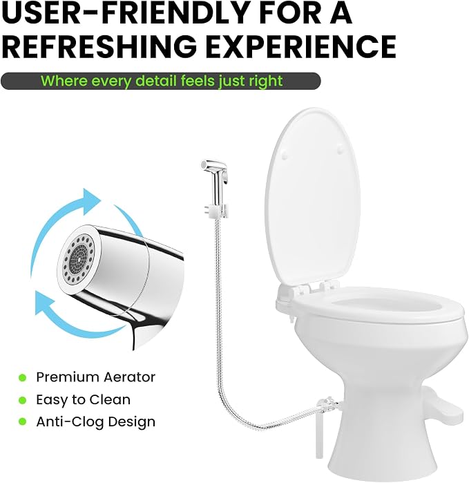 RV Bidet Sprayer, RV Handheld Bidet with Water Hose & RV Fitting, Wall-Mount Toilet Sprayer for Motorhomes, Fifth Wheels, Trailers & Campers Toilet (Chome Sprayer)