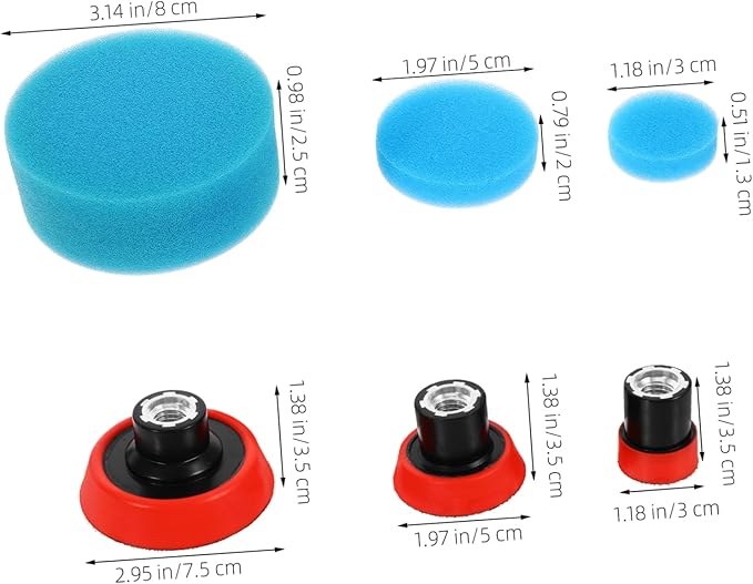 ULTECHNOVO 1set Self-Adhesive Polishing Pads for Drill Buffing Wheel Kit for Car Waxing Includes Variety of Buffing Sponges and Flat Waxing Pads Auto